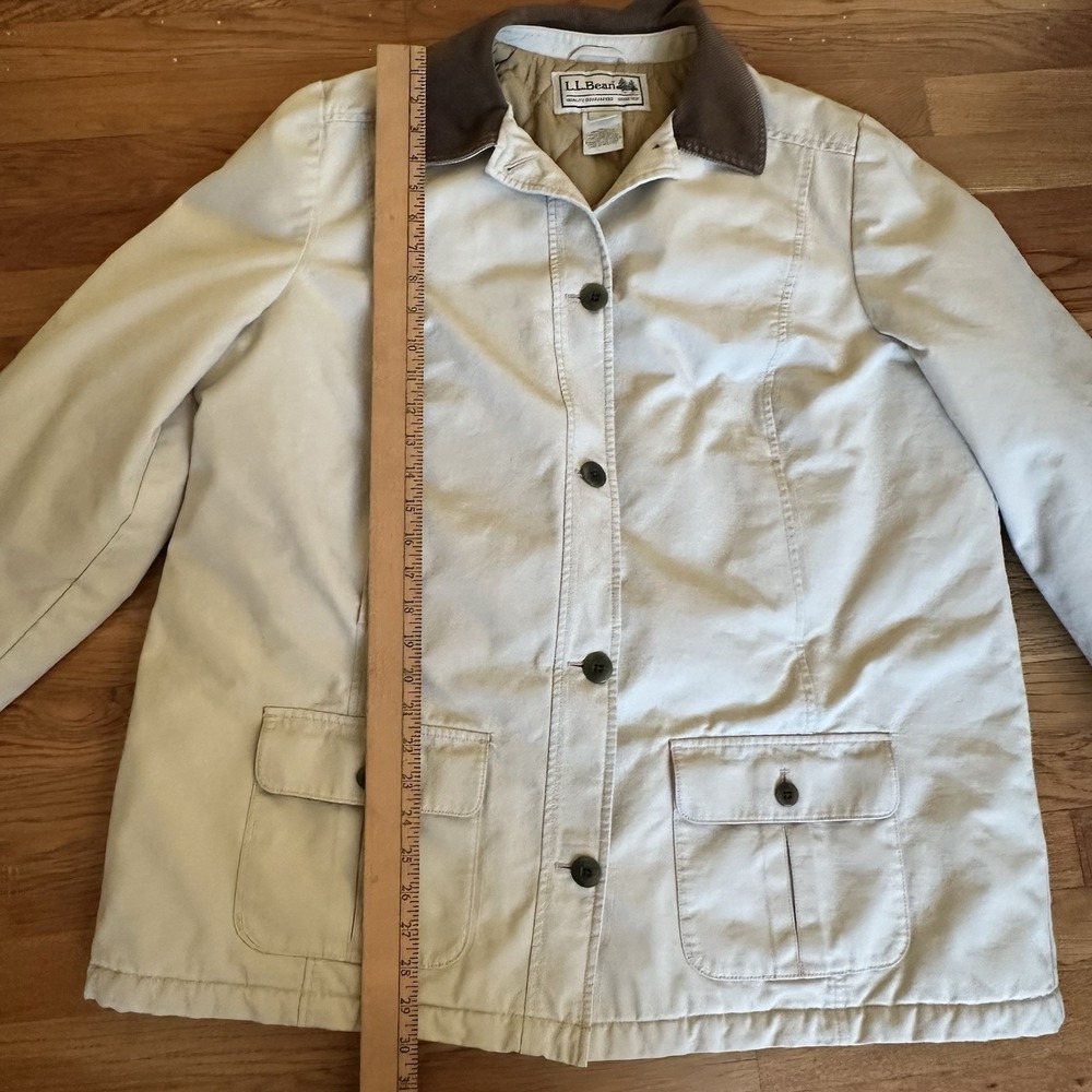 Vtg LL Bean Barn Jacket Womens 1X Tan Chore Field Quilt Lined Coat Thinsulate - Picture 12 of 13
